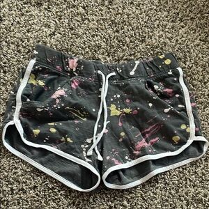 Justice Kids Splatter Print Shorts - Black, Pink, Yellow